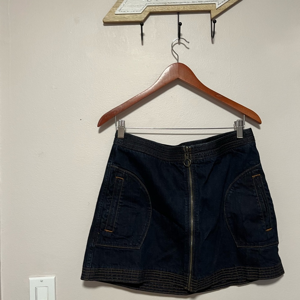 Abercrombie and Fitch Dark Wash Denim Zipup Mini Jean Skirt size 8